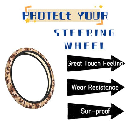 Steering Wheel Cover Accessories Neoprene Cover Non-Slip Breathable Easy to Install Suitable for Women Men Girls for Car SUV Van Truck Universal 14.5-15.5 Inch Brown Camouflage - color: Brown Camouflage
