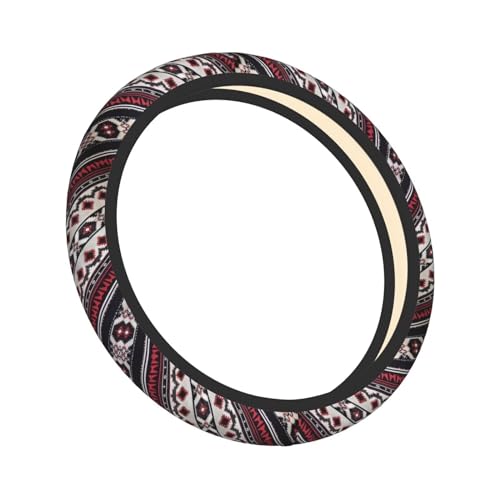 Steering Wheel Cover Red Aztec Southwest Car Accessories for Women Men Girls Aztec Western Ethnic Steering Wheel Protector, Gray Anti Slip Auto Steering Wheel Wrap Cover, Maya - color: Aztec