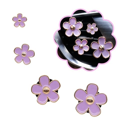 ORIESSE Cute Flowers Air Vent Clips Car Air Freshener,4pcs Purple Girly Daisy Flower Car Accessories for Women,Lavender Car Decorations Refillable Clips On Air Freshener - color: Purple