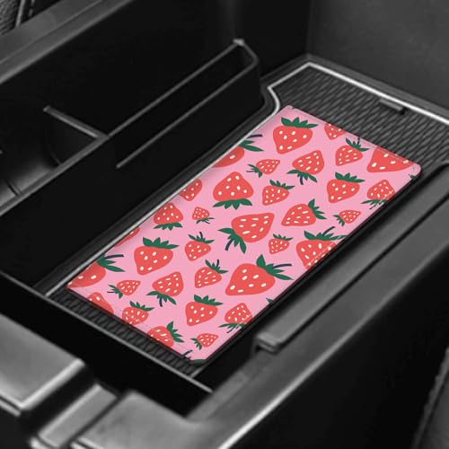 Leather Car Registration and Insurance Card Holder, Cute Car Accessories Vehicle Glove Box Car Organizer for Documents, Cards, License Pink Red Cute Strawberry - color: Pink Red Cute Strawberry