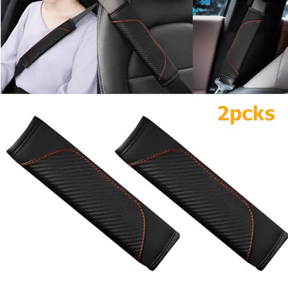 2PCS Car Seat Belt Cover, Carbon Fiber Seatbelt Shoulder Protection, Soft Car Seat Belt Strap Cushion Protect Your Neck and Shoulder, Car Accessories Seat Belt Pad for Car Truck (Black) - color: Black