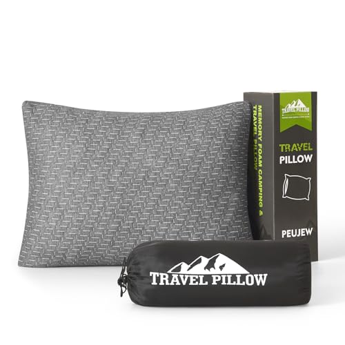 Small Shredded Memory Foam Pillow, Camping Pillow Travel Pillow - Compressible Medium Firm, Breathable Cover, Ideal Backpacking Hiking, Airplane and Car