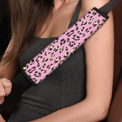 Dreaweet Car Seat Belt Cover Pad Pink Cheetah Print Seatbelt Covers for Women Leopard Print Car Accessories Pack Seat Belt Shoulder Pad Soft Comfortable Seatbelt Cushion - color: Pink Cheetah Print