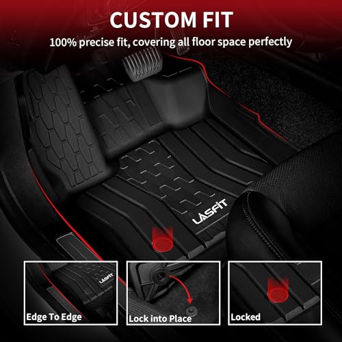 LASFIT Floor Mats for 2017-2020 Lincoln Continental, Custom Fit All Weather TPE Floor Liners, Full Coverage 1st & 2nd Row 3-Piece Set, Black - size: 2017-2020|For Lincoln Continental|Floor Mats