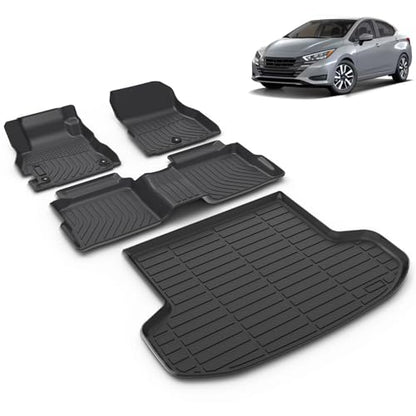 All Weather Car Floor Mats & Cargo Liner Set Fit for Nissan Versa 2020 2021 2022 2023 2024 2025 Floor Liners Trunk Liner Versa Cargo Mat Accessories Black - style: 4)For Nissan Versa 2020-2025 Full Set
