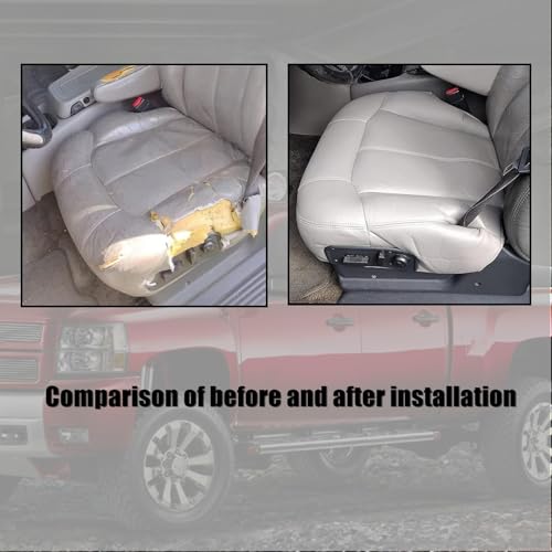 Priprilod 922/122 Gray Driver Side Bottom Replacement Seat Cover & Bottm Foam Cushion Compatible with Chevy Silverado Tahoe Suburban Avalanche GMC Sierra Yukon 1999 2000 2001 2002 - color: Gray