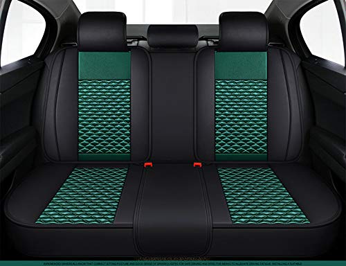 Bling Retro Fashion Lattice Silk and Leather Car Seat Covers Front and Rear Seat Covers Universal Fit (Forest-Basic) - color: Forest-Basic