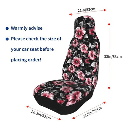 Red Floral Seat Covers Universal Fit Most Cars SUVs Trucks Vans Hibiscus Flowers Front Bucket Seats Protector Keep Clean from Sweat Dirt Gray Hawiin Aloha Leaf Seat Covers - color: Red Floral