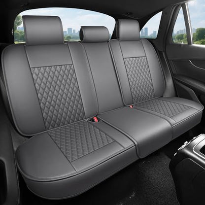 Gray Leather Car Seat Covers Full Set,High-Density Contoured Nappa Leather Universal Precision Fit Seat Cover Solutions,Waterproof Automotive Seat Covers & Accessories,Style1 Gray - color: Gray Full Coverage