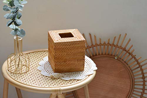 Rattan Tissue Box Cover Square, Hand Woven Wicker Tissue Holder, 5.5 x 5.5 X 5.7 inch, Natural - color: Natural, size: Square (5.7"H)