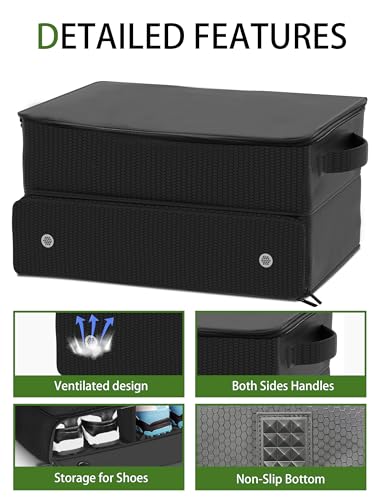 CAMPLAND 2 Layer Golf Bag, Waterproof Golf Locker for 2 Pair Shoes, Durable Golf Trunk Storage for Balls, Tees, Clothes, Gloves, Accessories, Golf Gifts