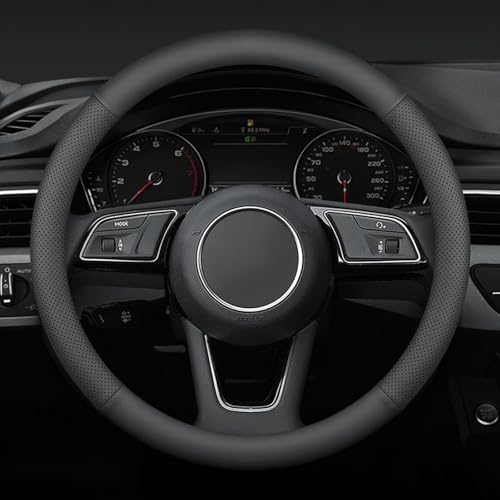 Steering Wheel Cover Standard Size 14.5-15 inch, Non-Slip Car Wheel Cover Protector, Non-Folding Packaging, Microfiber Leather, Black