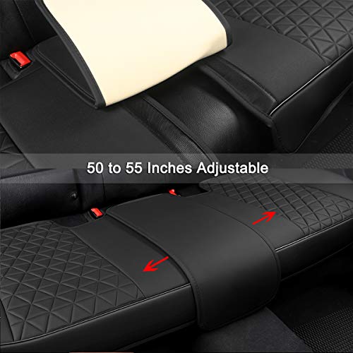 Black Panther Luxury PU Leather Rear Car Seat Cover Adjustable Length (49-55'') Back Seat Protector Fits 90% Vehicles (Sedan SUV Truck), for Seat Bottom Only, Triangle Quilting Design, Black - color: Rear Black