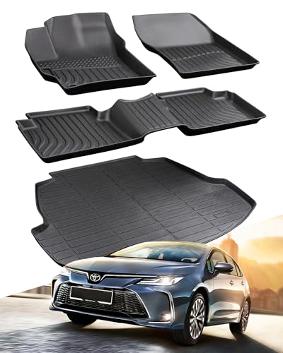 BAMACAR 2020-2025 2026 for Toyota Corolla Sedan Floor Mats Cargo Liner 4Pcs(Not for Hatchback and Cross), All Weather for Corolla Car Mat (Include Hybrid) Trunk Carpet 2021 2022 2023 Car Accessories