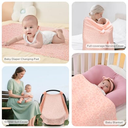 SERAPHY 2-in-1 Muslin Baby Car Seat Cover & Nursing Cover, Soft Lightweight Breastfeeding Cover for Boys and Girls,Breathable Canopy for Infant Carseat & Stroller for Summer—Love - color: love