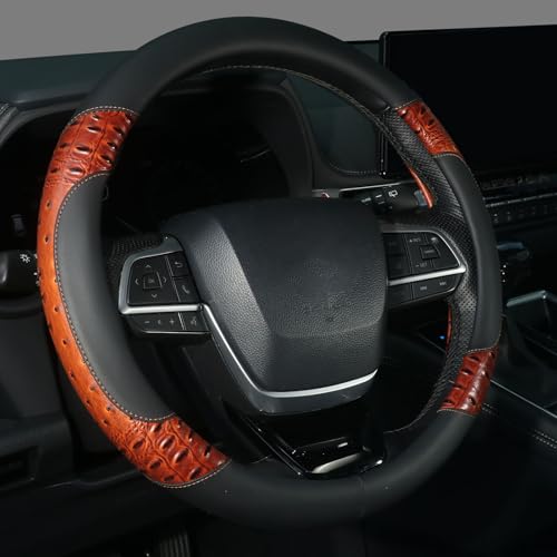 Customized Auto Car Steering Wheel Cover for Toyota, Steering Wheel Cover for Toyota Highlander 4Runner Tacoma Corolla Camry, Black - color: Brown