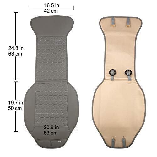 Black Panther 1 Pair Luxury PU Car Seat Covers Protectors for Front Seats, with Partial Backrest Coverage (Middle Part Only), Triangle Pattern, Compatible with 95% Cars - Grey - color: Triangle Pattern - Gray