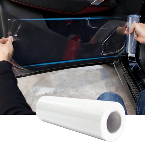 Car Door Protector - Universal Edge Guards Clear Protective Film Tape for Vehicle Interior Door Sill Protector De Puertas De Carro from Dog Scratching, Dirty Shoes, 7.87inch*10ft, Transparent