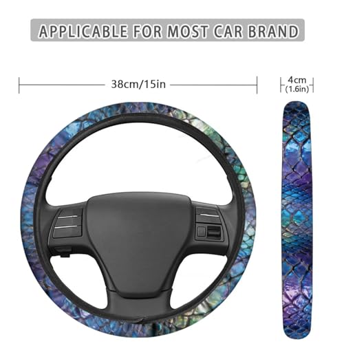 AFPANQZ Auto Steering Wheel Covers Comfort Anti-Slip Safety Stretch-on 14-15 inch, Colorful Snake Skin Easy Fix Machine Washable Steering Wheel Protection - color: Colorful Snake Skin