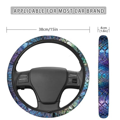 AFPANQZ Auto Steering Wheel Covers Comfort Anti-Slip Safety Stretch-on 14-15 inch, Colorful Snake Skin Easy Fix Machine Washable Steering Wheel Protection - color: Colorful Snake Skin
