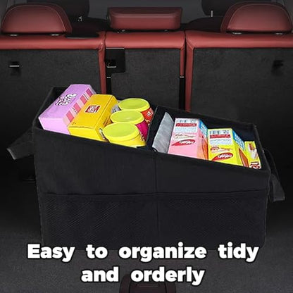 Trunk Organizer - Car Seat Organizer Front or Backseat Organizer for Travel, 16L Waterproof Foldable Car Organizer for SUV & Sedan, 1680D Oxford Polyester (black)