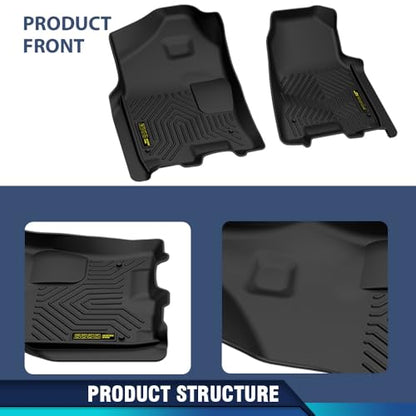 PIT66 Floor Mats Cargo Liners Compatible with 2019-2024 Dodge Ram 1500 Crew Cab New Body (NOT FIT Classic Models) Without Storage, (Heavy Duty) TPE 3-Piece Premium,Black Interior Accessories - size: Fit Dodge Ram 1500 Crew Cab New Body 2019-24 |3PCS