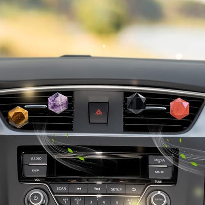 ORIESSE Boho Car Decor,4pcs Natural Stone Car Vent Clips Air Fresheners,Crystal Hexagram Star Hippie Interior Dashboard Decorations Accessories for Women Men