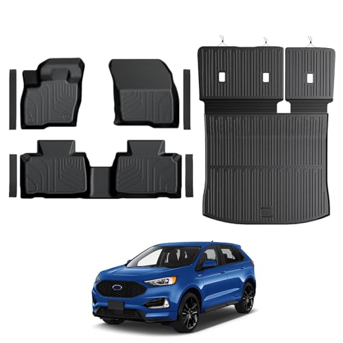 Floor Mats for Ford Edge 2015-2026, All Weather Floor Mats Trunk Cargo Liner with Backrest Protectors and Door Sill Guards Accessories, Full Coverage Set - size: For Ford Edge | 2015-2026