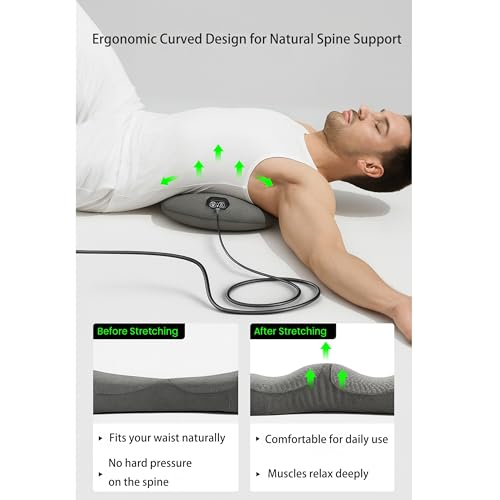 3 in 1 Lower Back Massager, Triple Fusion Back Massager with Heat, Vibration and Gentle Stretch, Lumbar Support Pillow for Bed, Chair and Office(Gray)
