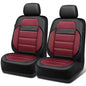 CAR PASS Memory Foam Seat Covers Front, Airy Cool Mesh Thick Car Seat Covers, Leather Car Seat Covers Front Seats Airbag Compatible, Universal Automotive Comfort for Most Cars, Trucks, SUV, Burgundy - color: Burgundy