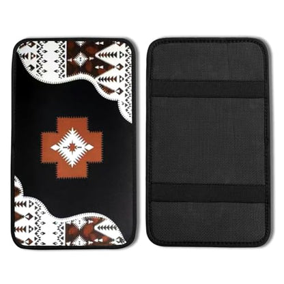 Southwestern Ethnic Vehicle Center Console Armrest Cover Pad,Western American Car Accessories Middle Console Cushion Pad,Auto Arm Rest Mat Aztec Gifts for Women Men Dad for Most Vehicle SUV Truck - color: Southwestern Ethnic