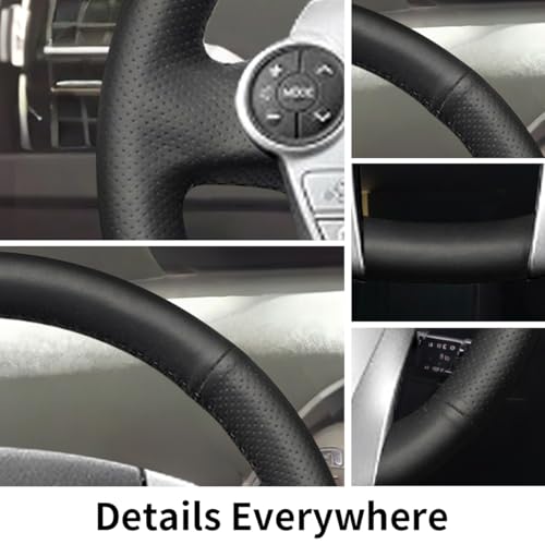 Hand-Stitched Steering Wheel Cover with Microfiber Leather Fit for Toyota Prius 2010-2015/Prius V Prius C 2012-2017/Aqua 2014 2015/Prius Plus 2013/Prius Plug-in Hybrid 2013 DIY Car Interior - size: Microfiber Leather