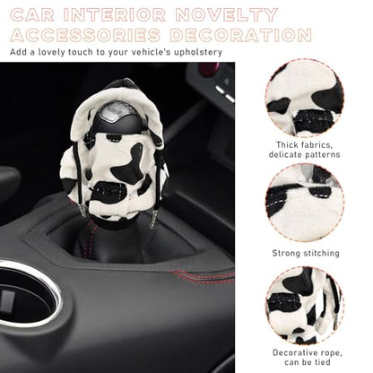 Ohleats Car Gear Shift Hoodie, Mini Funny Fashionable Automotive Gear Shifter Cover, Winter Warm Car Shift Knob Sweater Protector, Universal Interior Car Accessories (Cow) - color: Cow