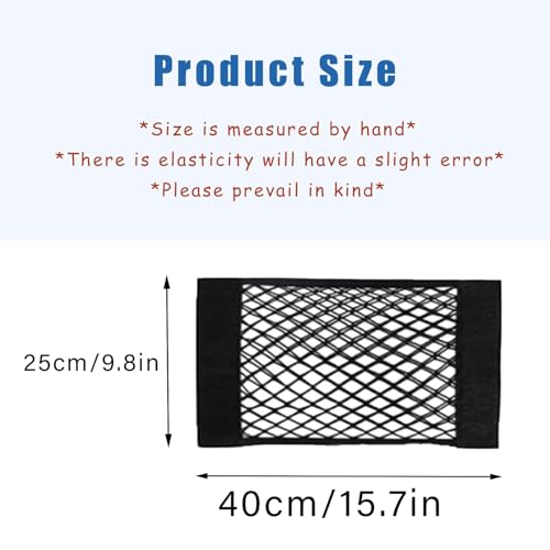 2PCS Universal Car Cargo Net with Adhesive Tape, 9.8×15.7in Trunk Storage Mesh Pocket Wall Mount Organizer Bag for Car RV SUV Boat Truck Camper Van Trailer (Black)