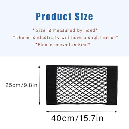 2PCS Universal Car Cargo Net with Adhesive Tape, 9.8×15.7in Trunk Storage Mesh Pocket Wall Mount Organizer Bag for Car RV SUV Boat Truck Camper Van Trailer (Black)