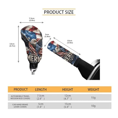 KEIAHUAN Car Handbrake Cover with Gear Shift Knob Cover Set Women Men 250 Years American Flag Universal Fits for Most Sedan Truck SUV Van Anti-Slip Universal Case Sleeve - color: 250 Years American Flag