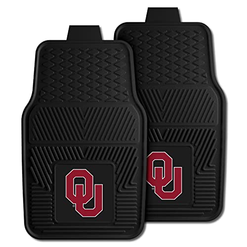 Fanmats University of Oklahoma Sooners Set of 4 Car Mats for Cars, SUV, Pickups - All Weather Protection, Deep Reservoir Design, Universal Fit - 3D NCAA Team Logo - 29”x17” Front - 14”x 17” Rear Mat