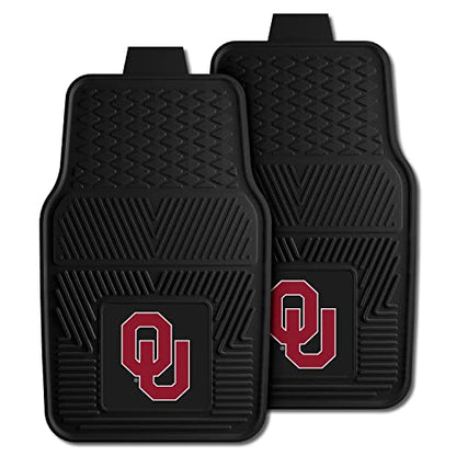 Fanmats University of Oklahoma Sooners Set of 4 Car Mats for Cars, SUV, Pickups - All Weather Protection, Deep Reservoir Design, Universal Fit - 3D NCAA Team Logo - 29”x17” Front - 14”x 17” Rear Mat
