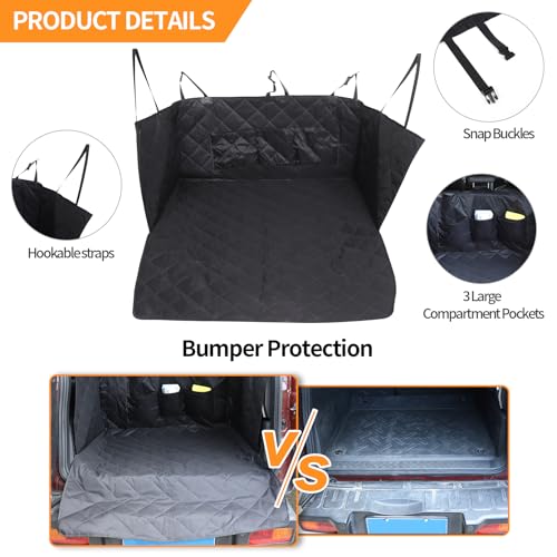 Cargo Liner for Dogs Compatible with Toyota FJ Cruiser 2007-2021, Pet Dog Trunk Cargo Liner, Waterproof Anti-Dirty Pet Cargo Cover Dog Seat Mat, with Bumper Flap Protector (Black) - color: Black