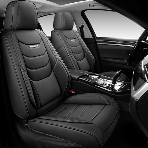Car Seat Covers Full Set, Universal Automotive Front and Rear Seat Protector Fit for Cars 5 Seats, Waterproof Breathable Leather Seat Cushion for Most Vehicles SUV Pick-up Truck, Black - color: Black, size: Full Set-5 Seats
