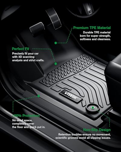VIWIK Floor Mats for Kia Sorento 7 Seat 2020 2019 2018 2017 2016, Anti Slip 3D Floor Liners, TPE Waterproof Car Mats, Custom Fit All Weather Protection for S/L/LX/EX/SX/SX Limited, 1st & 2nd & 3rd Row - style: Fit for 2016-2020 Kia Sorento 7 Seat