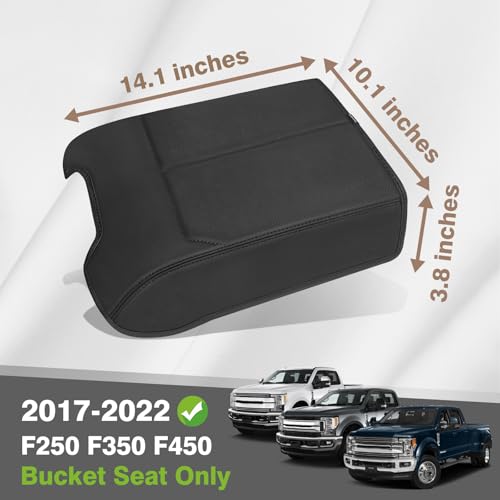 Center Console Armrest Cover Fit for Ford F150 2015-2020 &F250 F350 F450 2017-2022 & Expedition 2018-2024 Accessories, Armrest Pad Console Lid Cushion Vegan Leather Regular Thick (Bucket Seat) - size: 4) 17-22 |F250/F350/F450| Bucket Seat, Regular