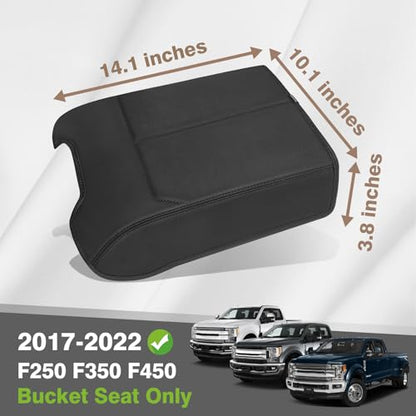 Center Console Armrest Cover Fit for Ford F150 2015-2020 &F250 F350 F450 2017-2022 & Expedition 2018-2024 Accessories, Armrest Pad Console Lid Cushion Vegan Leather Regular Thick (Bucket Seat) - size: 4) 17-22 |F250/F350/F450| Bucket Seat, Regular