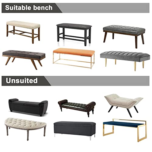 Lebaley Waterproof Stretch Bench Cover – Quilted Pattern, Elastic Rectangular Bench Seat Cover, Washable Bench Slipcover for Dining Room, Entryway & Kitchen (Grey) - color: Grey, size: Regular - Standard