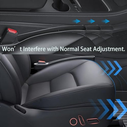 Seat Gap Filler for Tesla Model Y & Model 3 Premium 2020-2026, TPE Seat Gap Organizer with Storage, 2 Pack, Not for RWD Performance Sport Seats