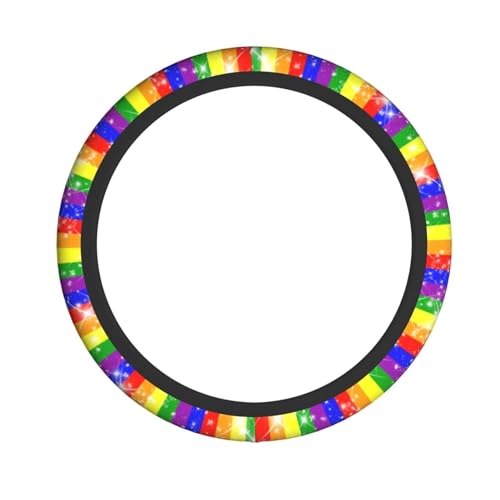 Rainbow Gay Steering Wheel Covers - lesbianism Progress Pride Flag Non Slip Neoprene Steering Wheel Protector Covers Universal 15 inch for Men Women Universal Gay Car Steering Wheel Cover - color: Rainbow Gay