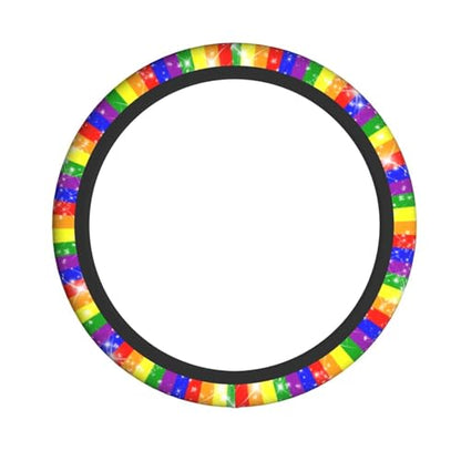 Rainbow Gay Steering Wheel Covers - lesbianism Progress Pride Flag Non Slip Neoprene Steering Wheel Protector Covers Universal 15 inch for Men Women Universal Gay Car Steering Wheel Cover - color: Rainbow Gay