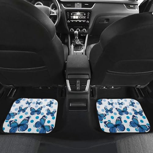 Blue Butterfly Auto Floor Mats Universal Fit Car Floor Mats All Weather Front and Rear Car Mat Carpet Set - color: Blue Butterfly