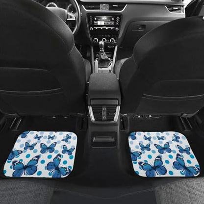 Blue Butterfly Auto Floor Mats Universal Fit Car Floor Mats All Weather Front and Rear Car Mat Carpet Set - color: Blue Butterfly