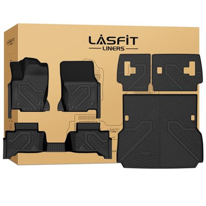 LASFIT Floor Mats for Toyota Land Cruiser 2026 2025 2024 2027, All Weather TPE Custom Fit Rear Trunk Mat for Land Cruiser Accessories, Land Cruiser Cargo&Backrest&Floor Mats